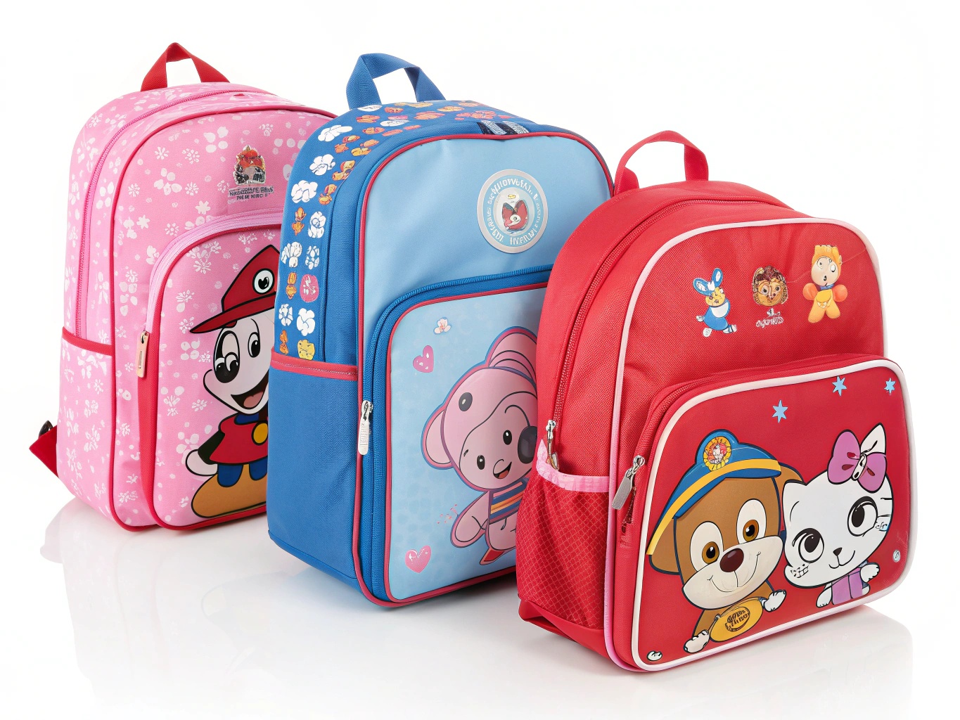 Colorful cartoon kids school bags and backpacks collection