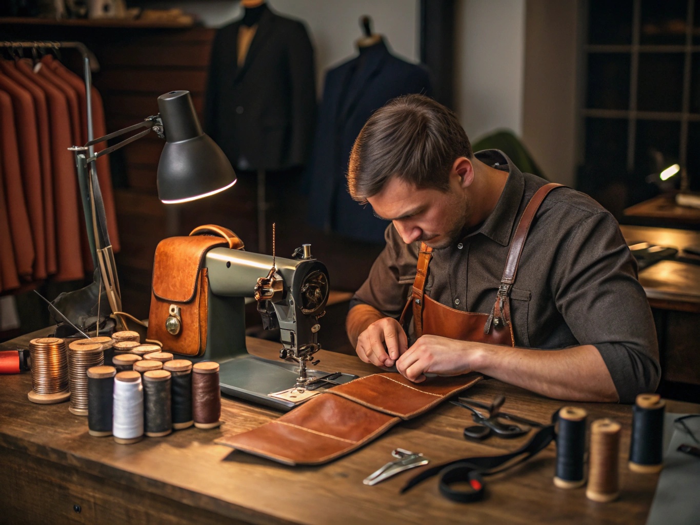 Professional bag repair and stitching service with sewing machine